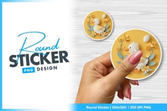 Duck round sticker png cute yellow flowers Product Image 1