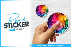 Colorful abstract ink swirl round sticker png Product Image 1