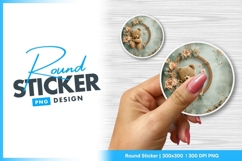 Round sticker png baby bear floral design Product Image 1