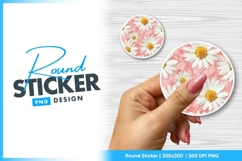 Round sticker png with daisy flower design Product Image 1