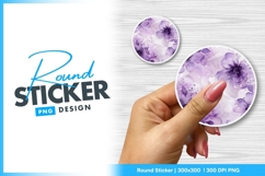 Round sticker png floral watercolor hand Product Image 1