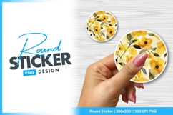 Floral watercolor round sticker png design Product Image 1