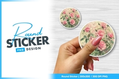 Round sticker png featuring pink roses design Product Image 1
