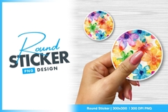 Hand holding floral round sticker png design Product Image 1