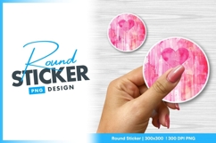 Watercolor heart round sticker png design Product Image 1