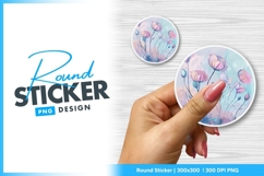 Round sticker png with floral design mockup Product Image 1