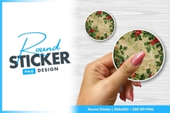 Round sticker png template with holly design Product Image 1