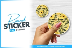 Floral round sticker png yellow flowers design Product Image 1