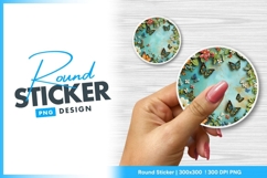 Butterflies and flowers Round sticker png Product Image 1
