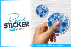 Blue floral round sticker png design Product Image 1
