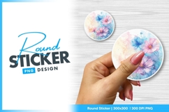Watercolor floral round sticker png design Product Image 1