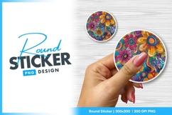Hand holding round sticker png floral design Product Image 1