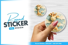 Cute giraffe round sticker png design Product Image 1
