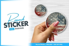 American flag hand holding Round sticker png Product Image 1