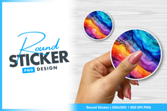 Colorful abstract ink wash round sticker png Product Image 1