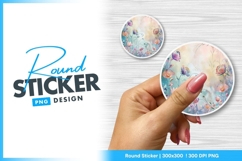 Round sticker png with watercolor floral design Product Image 1