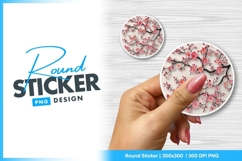 Round sticker png cherry blossom design Product Image 1
