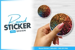 Hand holding rainbow glitter round sticker png Product Image 1