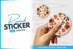 Autumn pumpkin round sticker png Product Image 1