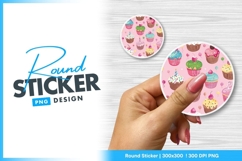 Round sticker png sweet cupcake design Product Image 1