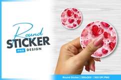 Watercolor heart pattern Round sticker png Product Image 1