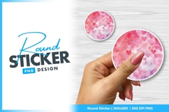 Watercolor hearts hand holding Round sticker png Product Image 1