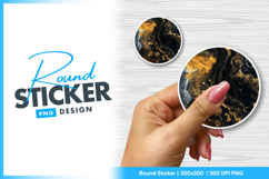Abstract art black and gold round sticker png Product Image 1