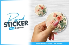 Woman holding rose round sticker png design Product Image 1