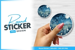 Watercolor Meadow Under Moonlight Round Sticker Png Product Image 1
