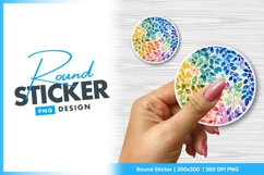 Rainbow Watercolor Floral Round Sticker Png Product Image 1