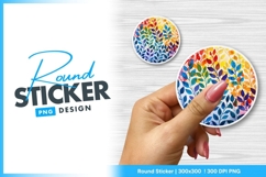 Colorful Watercolor Leaves Circle Artistic Round Sticker Png Product Image 1