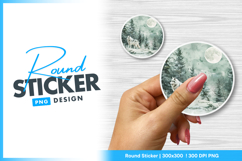 Wolf moon winter forest round sticker png Product Image 1