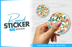 Watercolor Floral Pattern Round Sticker Png Product Image 1