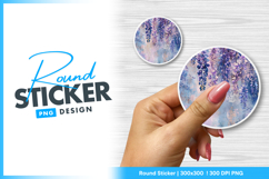 Wisteria floral round sticker png Product Image 1