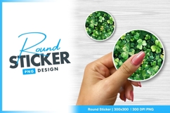 Watercolor Shamrock Clover Background Round Sticker Png Product Image 1