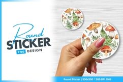 Watercolor Mushrooms And Ferns Round Sticker Png Product Image 1