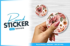 Watercolor Sunflower Floral Round Sticker Png Design Product Image 1