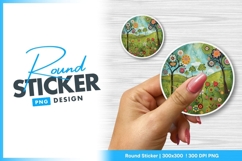 Whimsical Floral Meadow Illustration Spring Round Sticker Product Image 1