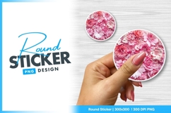 Pink Paper Flowers Arrangement Round Sticker Png Product Image 1