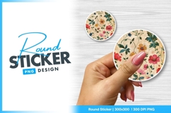 Vintage Floral Pattern Round Sticker Png Product Image 1