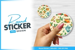 Watercolor Tea Cups and Teapot Floral Pattern Round Sticker Product Image 1