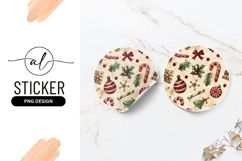 Watercolor Christmas Ornaments Round Sticker Png Product Image 1