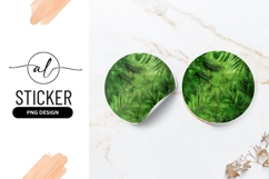 Green Tropical Foliage Pattern in a Round Sticker PNG Product Image 1