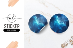 Blue Nebula Galaxy Round Sticker P N G on White Background Product Image 1