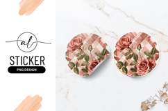 Watercolor Roses and Bud with Green Leaves on Pink Plaid Product Image 1