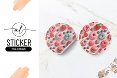Colorful Donuts Strawberries Blueberries Round Sticker PNG Product Image 1
