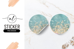 Teal and Gold Bokeh Glitter Round Sticker P N G Sparkle Product Image 1