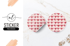 Watercolor Red Hearts Pattern on Cream Grid Background Product Image 1