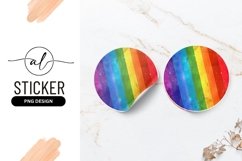 Rainbow Watercolor Stripes in a Round Sticker P N G Product Image 1