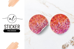 Round Sticker P N G with Abstract Glittering Pink Orange Product Image 1